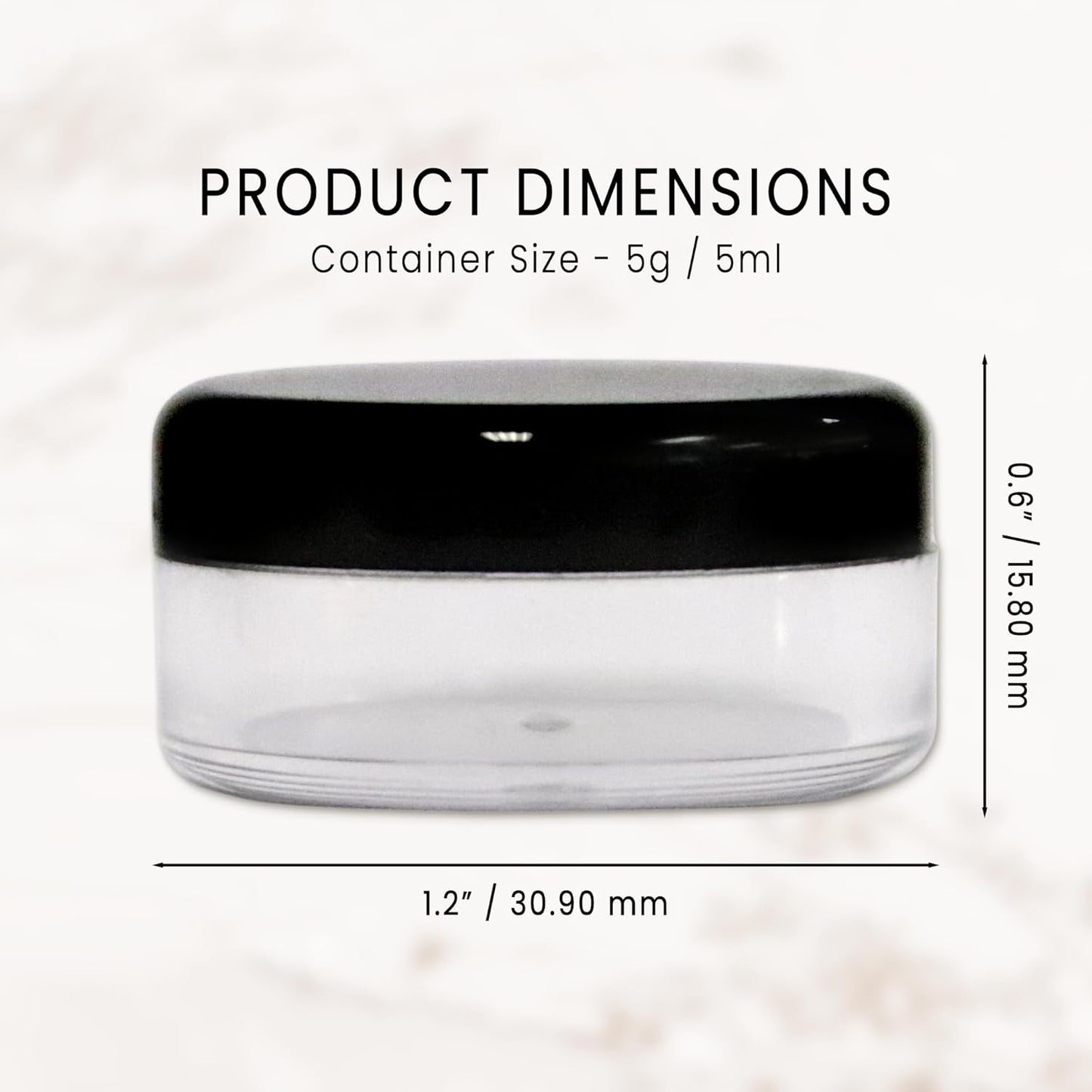 Beauticom Round Clear Jars - 5G/5ML with Black Lids for Beads, Gems & Crafts | 200-Pack