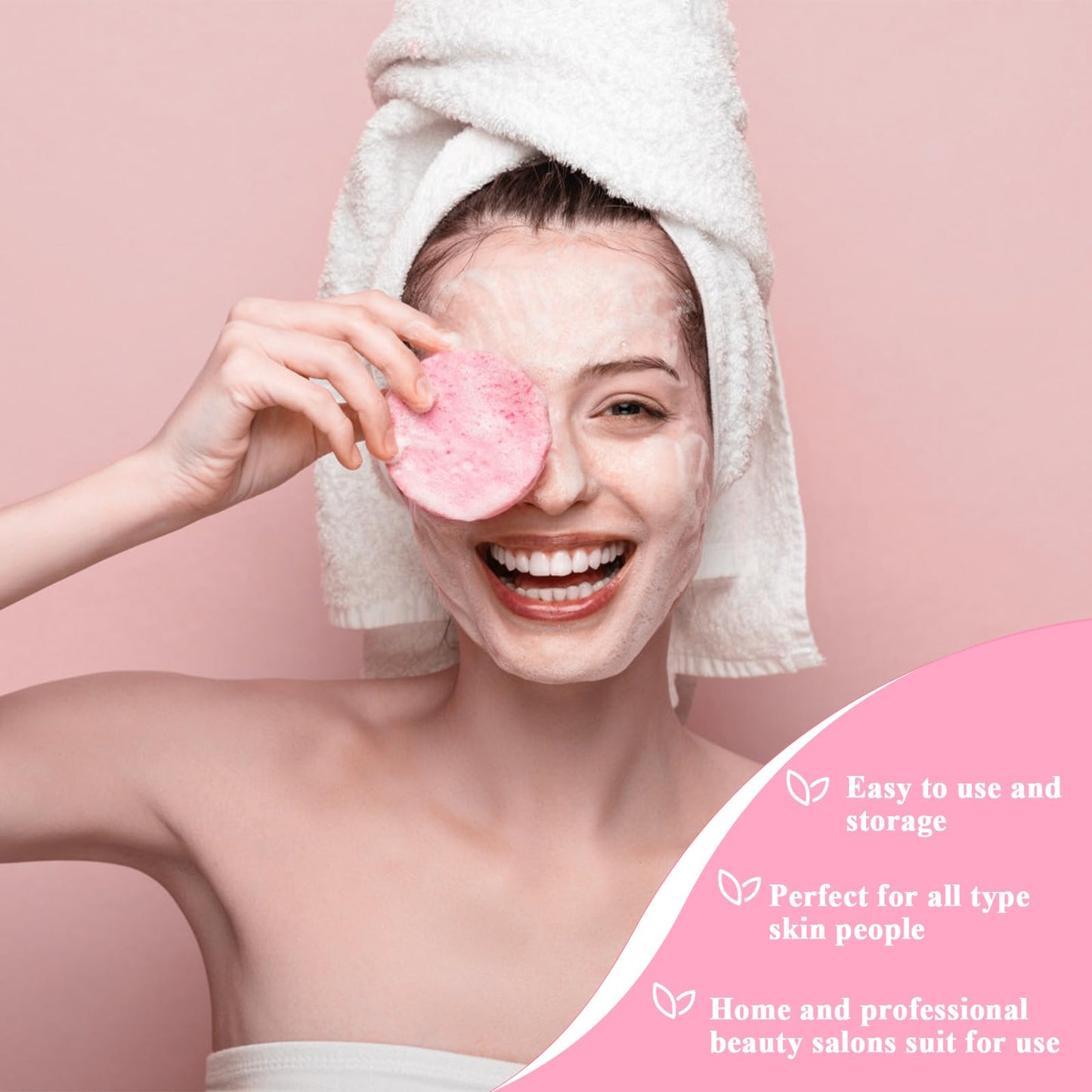 360+1 Count Compressed Facial Sponges, Luxiv Round Face Sponge Professional Compressed Makeup Removal Sponges for Estheticians Wash Face Sponge Compress Exfoliating Spa Pads with Portable Case (Pink)