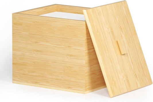 Bamboo Disposable Face Towel Holder - Stylish Bathroom Organizer for Easy Access | Countertop Storage Box