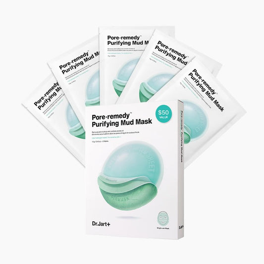 Dr.Jart+ Pore Remedy Purifying Mud Korean Face Mask | Sheet Mask | Gifts for Women | Korean Skin Care, 5 Pack
