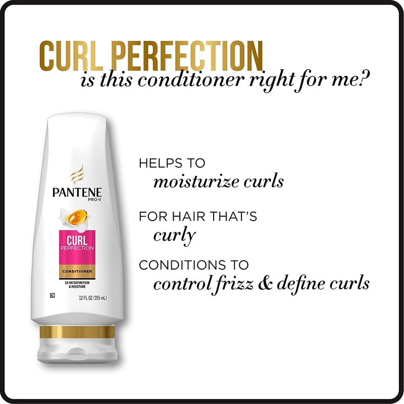 Pantene Pro-V Curl Perfection Moisturizing Conditioner - 12 Fl Oz | Pack of 2 for Curly Hair Care