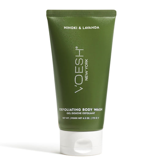 VOESH Sugar Scrub & Exfoliating Body Wash with Plant-Derived AHAs & Vegan Probiotics, K-Beauty Korean Skincare (Hinoki & Lavanda)