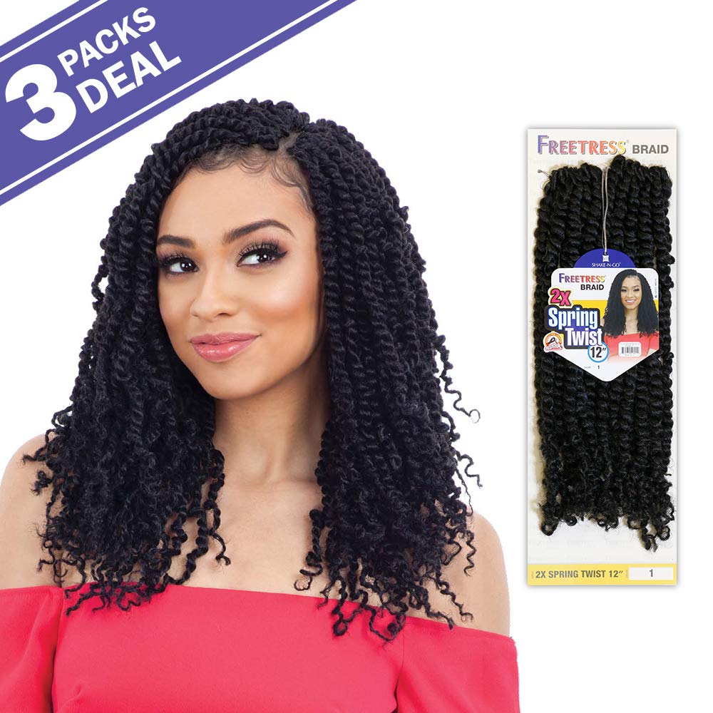 MULTI PACK DEALS! FreeTress Crochet Braids 2X spring Twist 12" (3-PACK, 4)