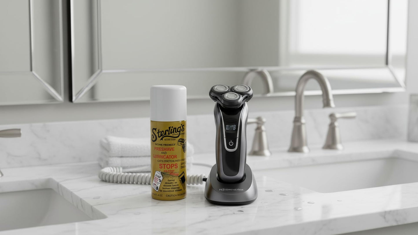 Sterling's Gold Label Preshave and Shaver Head Lubricator Spray for All Electric Shavers, 4 oz