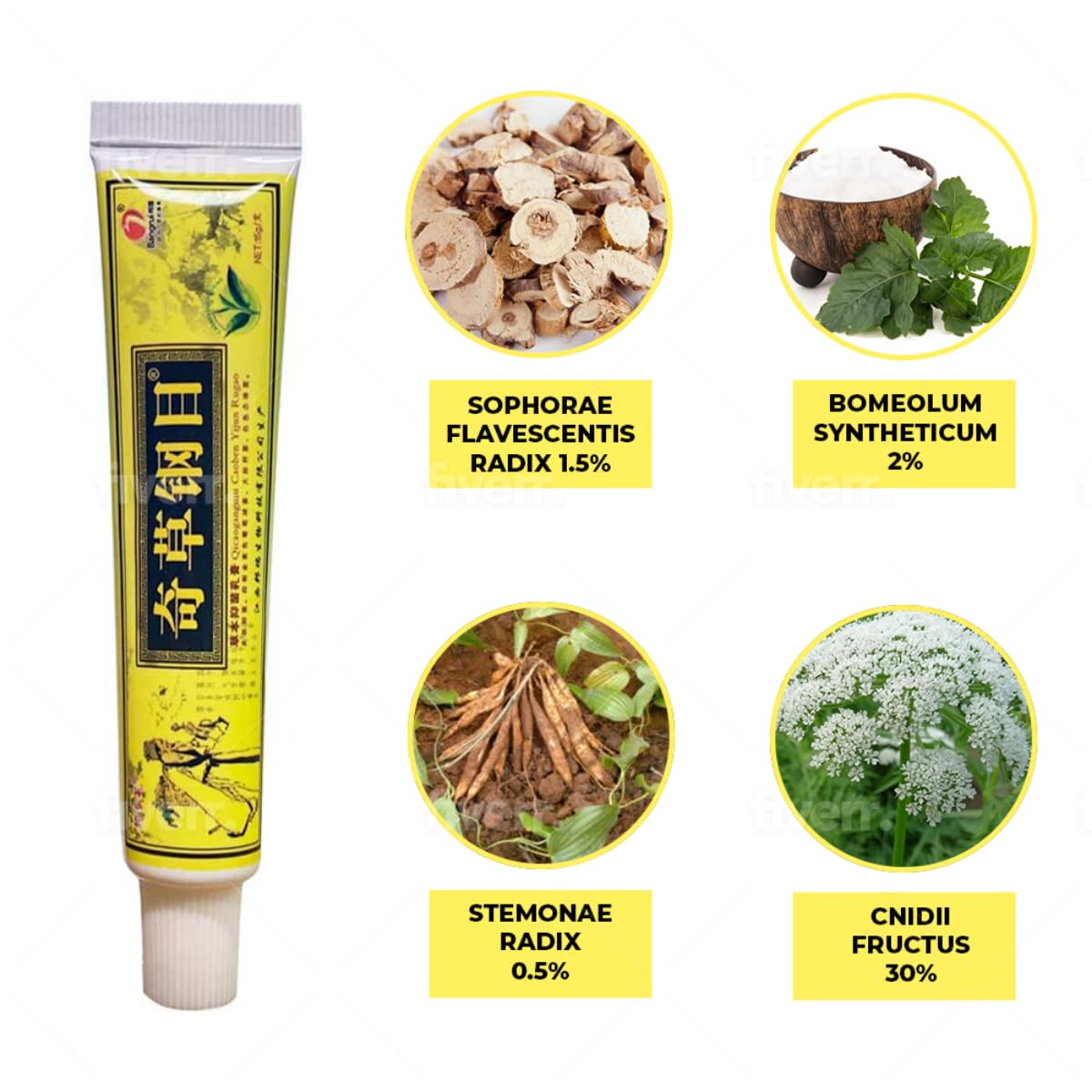 QICAOGANGMU Official Seller Chinese Herbal Cream - Steroid Free, Natural Relief for Skin Issues - Pack of 5