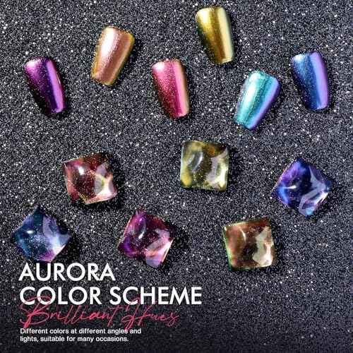 Morovan Fingernail Nail Polish Set: Holographic Metallic Lacquer Air Dry Nail Polish Regular Nail Pack 0.27oz Glitter Finger Nail Bulk Toenail Polish Kit Halloween Fall Gift for Women