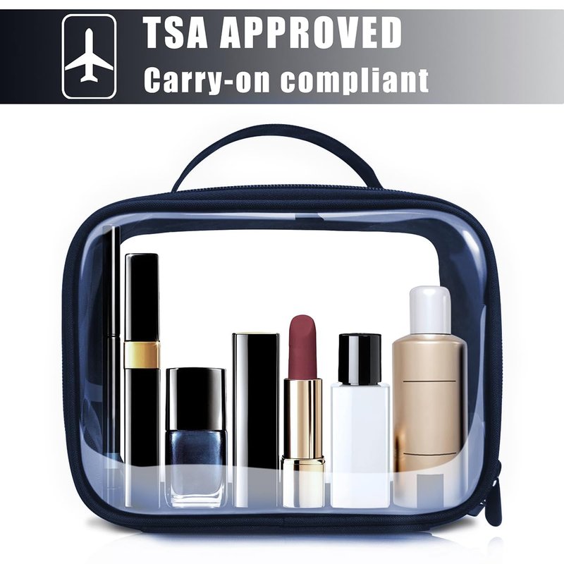 ANRUI TSA Approved Toiletry Bag, 5 Pcs TSA Clear Travel Bags With Handle Strap, Makeup Bag for Liquids, Toiletries, Cosmetics, Gifts for Women and Men, Darkblue