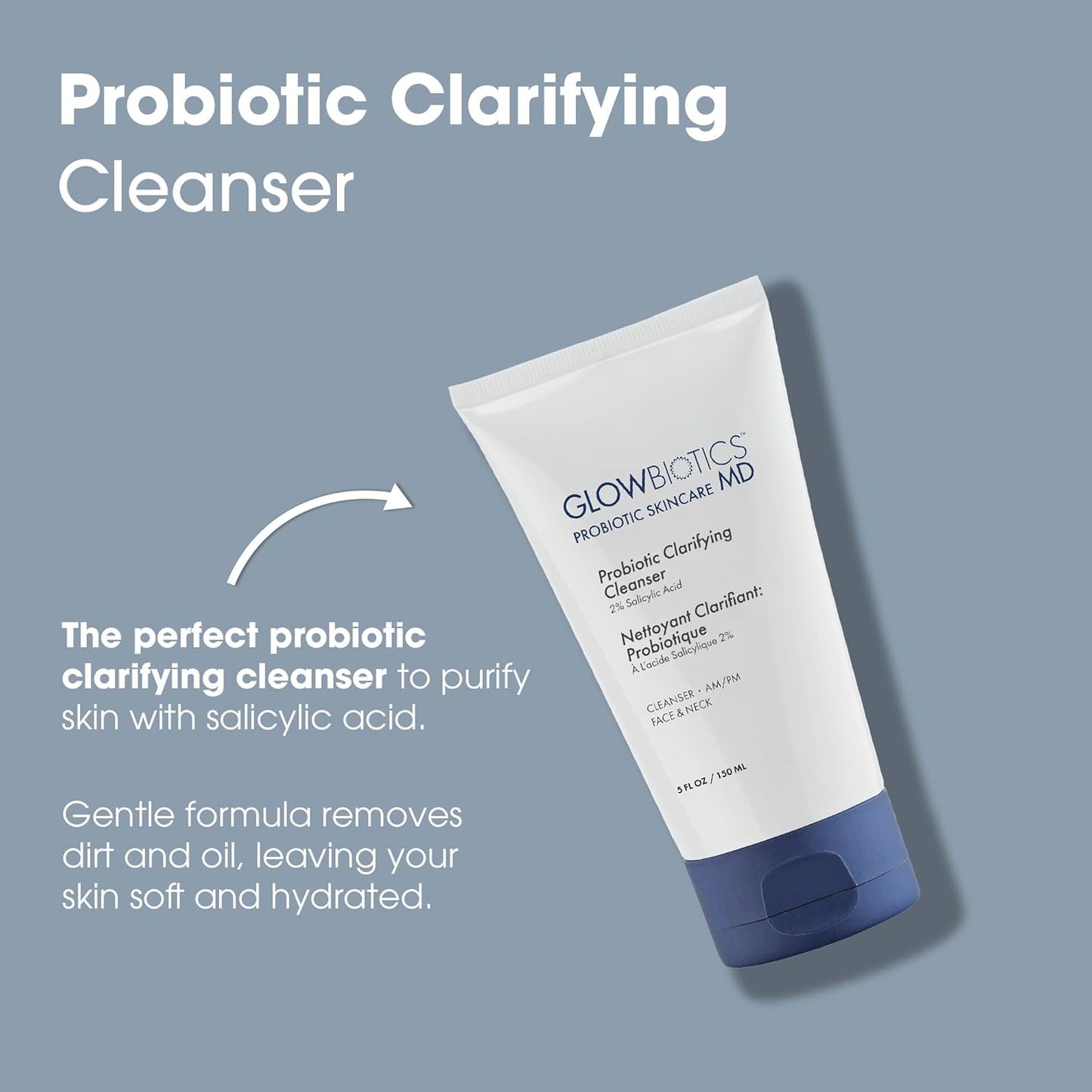 Probiotic Clarifying Cleanser with 2% Salicylic Acid & Peptides - Gentle Foaming Face Wash | 5 oz