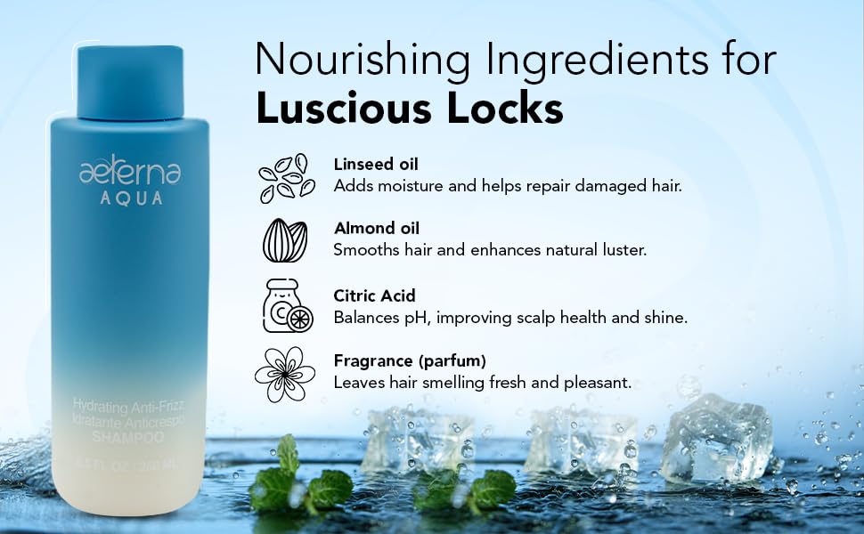 Aeterna AQUA Shampoo & Conditioner Set - Hydrating Anti-Frizz Hair Care with Almond & Aloe Vera | For All Hair Types
