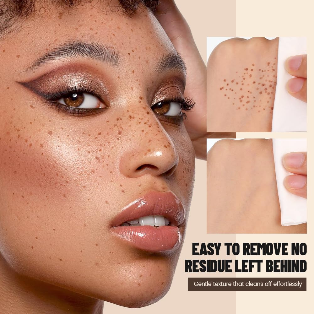 Faux Freckle Stamp Pen – Upgraded Liquid Freckle Marker with Multi-Prong Soft Tip, Air Cushion Applicator for Natural Sun-Kissed Look, Long-Lasting Freckle Makeup Tool (2# Medium)