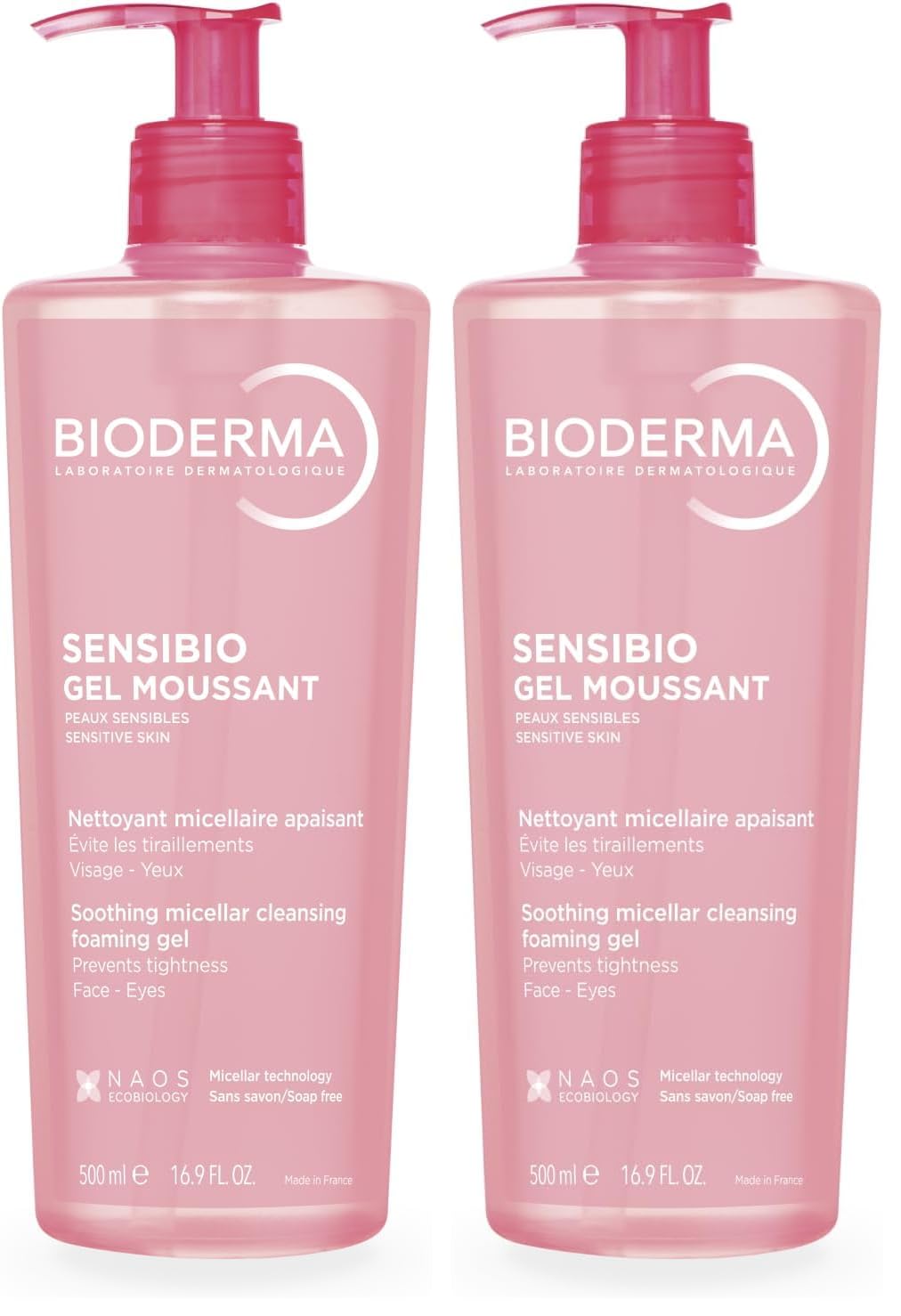 Bioderma Sensibio Foaming Gel Gentle Face Cleanser,Cleansing and Makeup Removing Refreshing Feeling for Sensitive Skin,Unscented,16.9 Fl Oz,(Pack of 2)