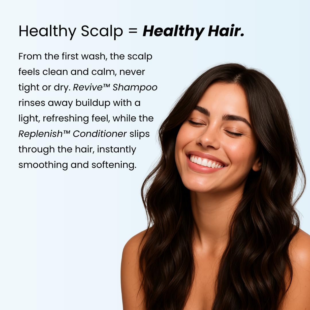 Growplex Revive Shampoo & Replenish Conditioner Bundle, Biotin Scalp Care System for Men & Women, Supports Fuller Thicker-Looking Hair Daily
