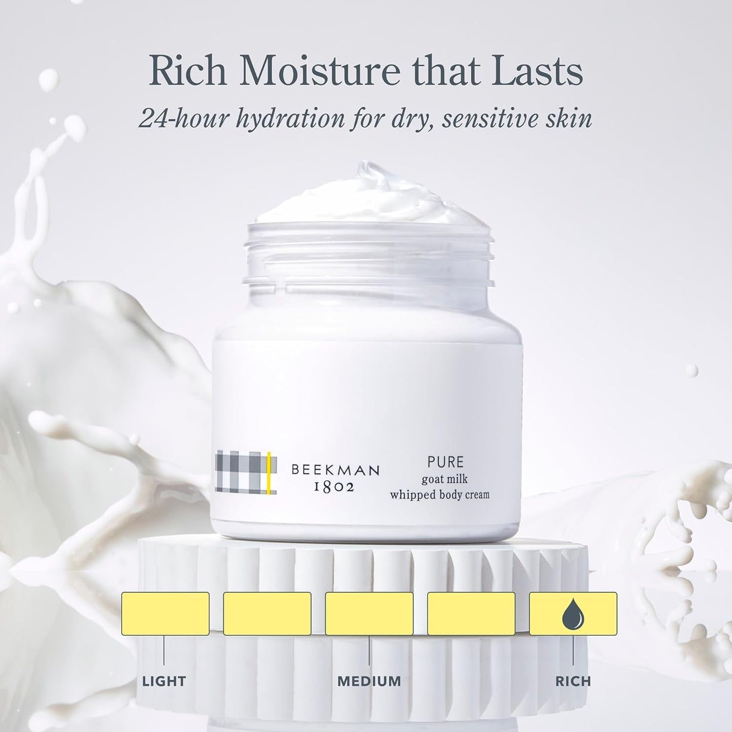 Beekman 1802 Whipped Body Cream - Moisturizing Goat Milk Lotion with Shea Butter & Vitamin E | Hydrating 8 oz for Dry Skin