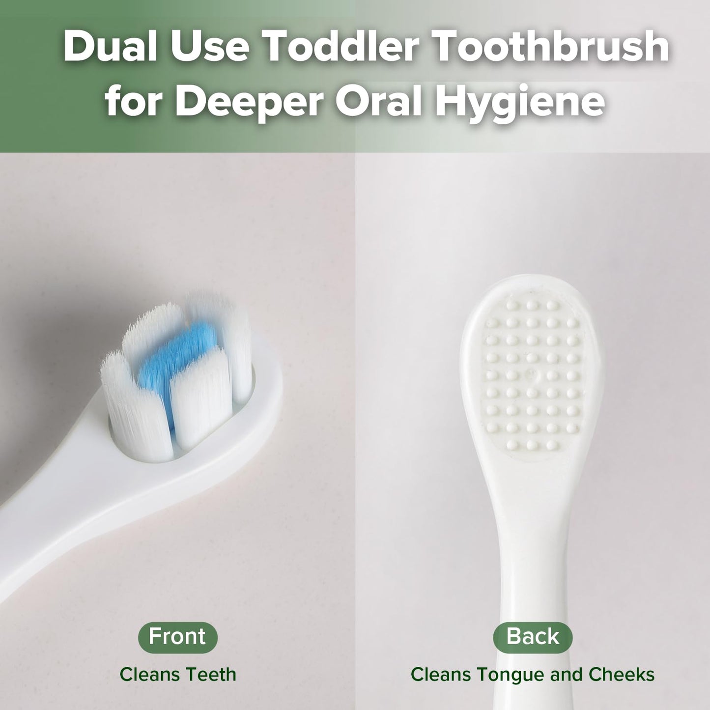 haakaa Dinosaur Toothbrush for Kids 2-4 – Soft Bristles Baby Toothbrush for Toddlers with Silicone Handle, Non-Slip Grip & Tongue Cleaner, BPA Free - Blue, 1 Count