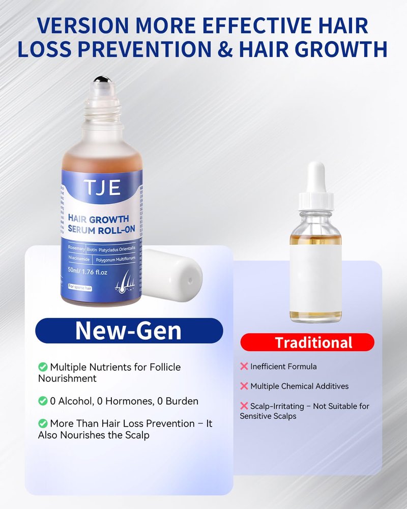Hair Growth Serum Roll On 1.76 fl oz | Extra Large Value Pack | Fast-Absorbing, No-Rinse Scalp Care | Rosemary, Caffeine, Niacinamide & Biotin | Mother’s Day Gift for Her