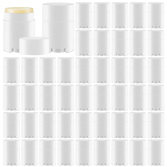 Teenyyou 50 Pack White Empty Deodorant Containers, 30ml/1oz, Bottom Filling, Refillable Deodorant Tubes Lipstick Balm Tubes Twisted, Plastic Oval for Homemade DIY Aromatherapy, Balm, Lotion