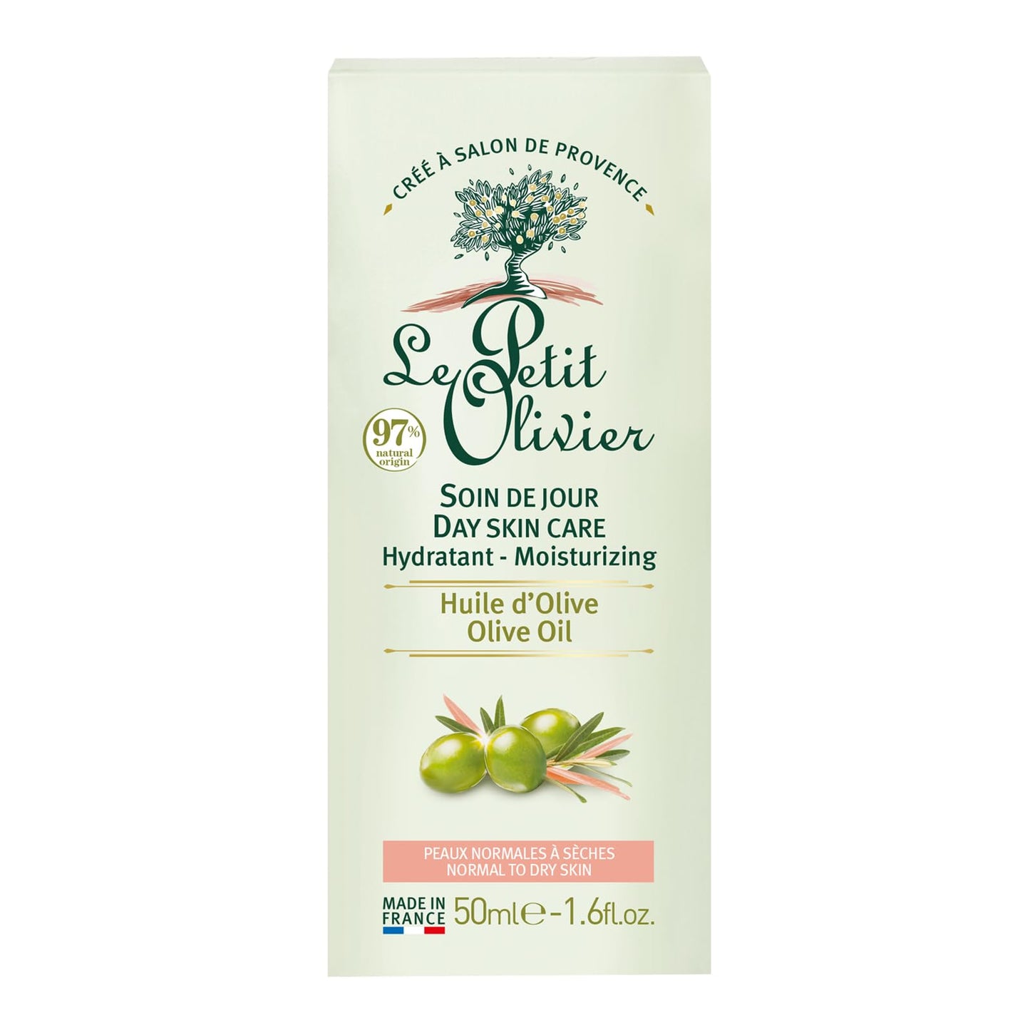 Le Petit Olivier Moisturizing Day Skin Care - Enriched with Olive Oil - Soothes and Hydrates Skin - Made with Natural Origin Ingredients - Silicone Free - Normal to Dry Skin - 1.6 oz Moisturizer
