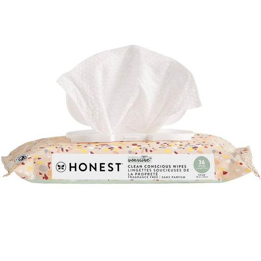 The Honest Company Hypoallergenic Multi-Use Baby Wipes for Sensitive Baby Skin, Terrazzo, 36 Count