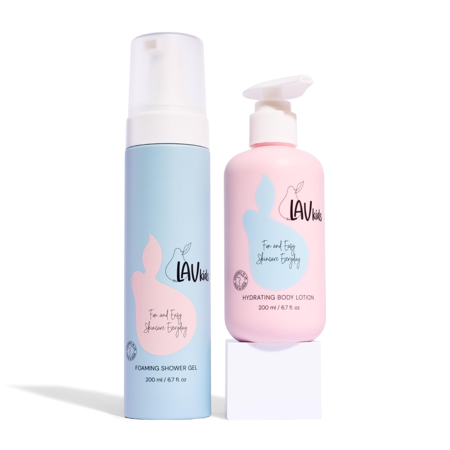 LAV KIDS Body Care Set, Foaming Body Wash and Delicate Body Lotion, Natural Pear and Chamomile, 150ml