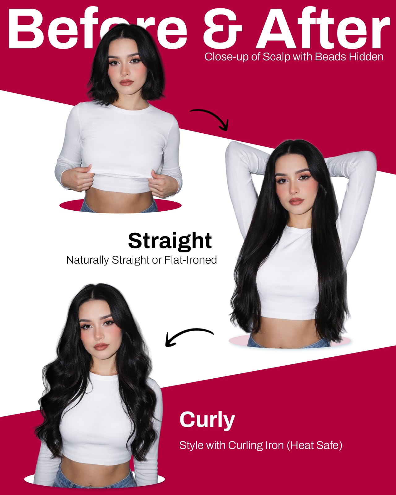 Moresoo Micro Link Hair Extensions Human Hair Dark Burgundy Micro Loop Hair Extensions Human Hair 18 inch Add Length Micro Extensions Human Hair for Women 50g