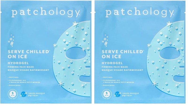 Patchology Iced Cooling and Firming Hydrogel Masks with Peptides, Cloudberry Oil and Bakuchiol. Facial Sheet Mask designed to firm skin and soothe redness and puffiness 1 - Count (Pack of 2)