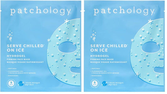 Patchology Iced Cooling and Firming Hydrogel Masks with Peptides, Cloudberry Oil and Bakuchiol. Facial Sheet Mask designed to firm skin and soothe redness and puffiness 1 - Count (Pack of 2)