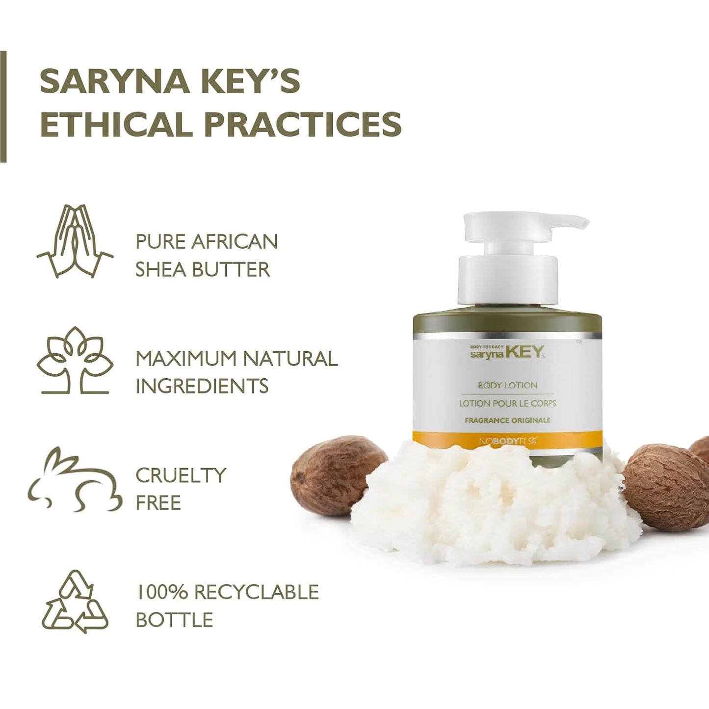 Saryna Key Body Lotion - Moisturizing Shea Butter & Olive Oil for Dry Skin | 200ml Original Fragrance
