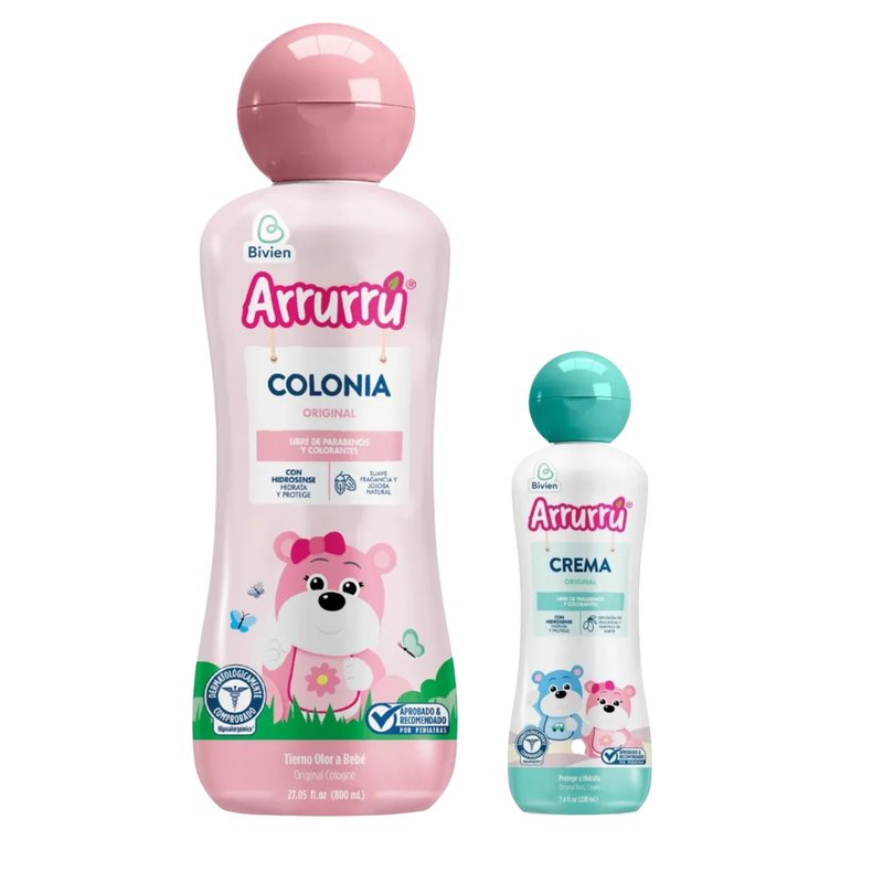 Arrurru Colonia Original Pink 27.05 oz or 800 Ml + crema original 220 ml