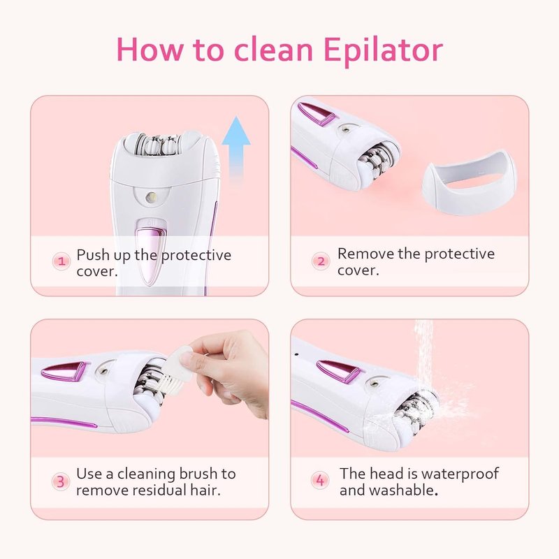 Epilator for Women - Rechargeable Smooth Glide Hair Removal Device with LED Light | Face, Bikini, Armpits, Arms, Legs