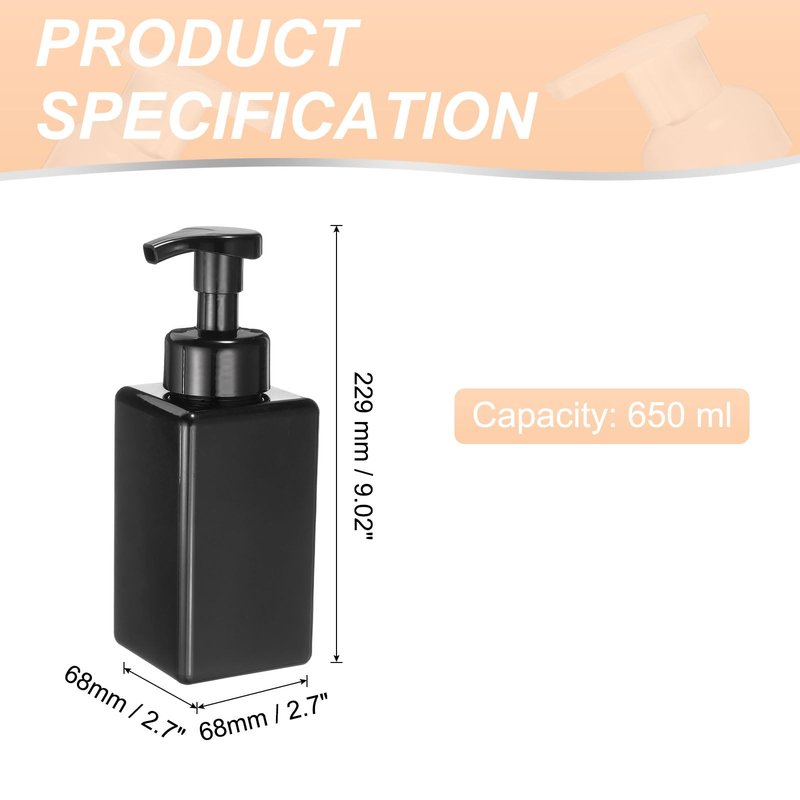 uxcell 3PCS Square Empty Foam Pump Bottle, 450ml Travel Foam Soap Dispenser Empty Refillable Plastic Pump Bottle for Lash Shampoo, Hand Soap, Facial Lotion(6", Clear Brown)