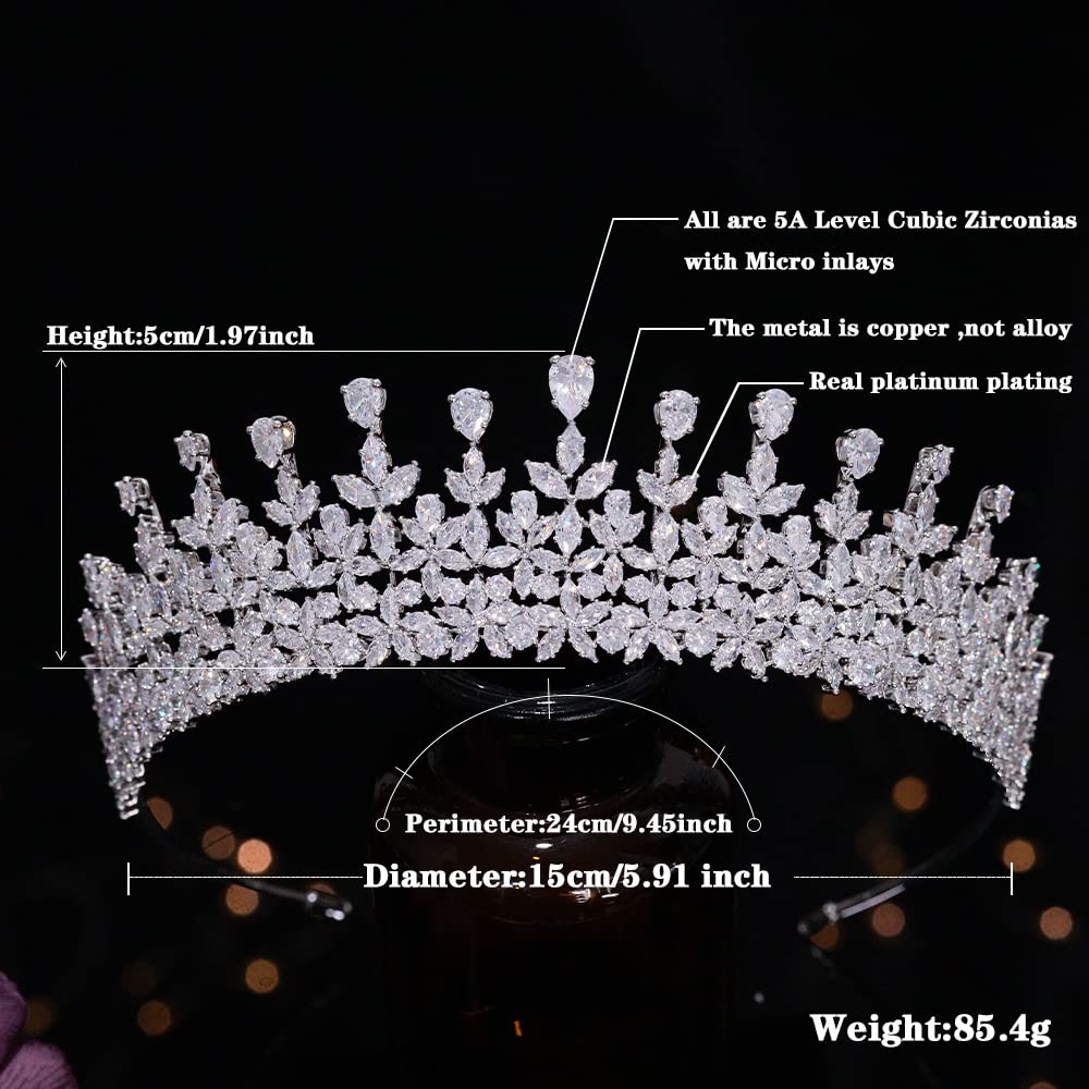 Jorsnovs Fashion CZ Bride Hair Accessories for Wedding Cubic Zirconia Tiaras Quinceanera Crowns Coronas Bridal Headband
