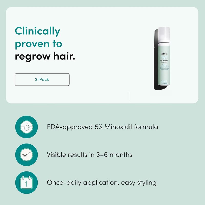 **Hair Regrowth Treatment - Minoxidil 5% Foam for Women - Extra Strength for Thicker, Fuller Hair | Unscented, 2 Pack**