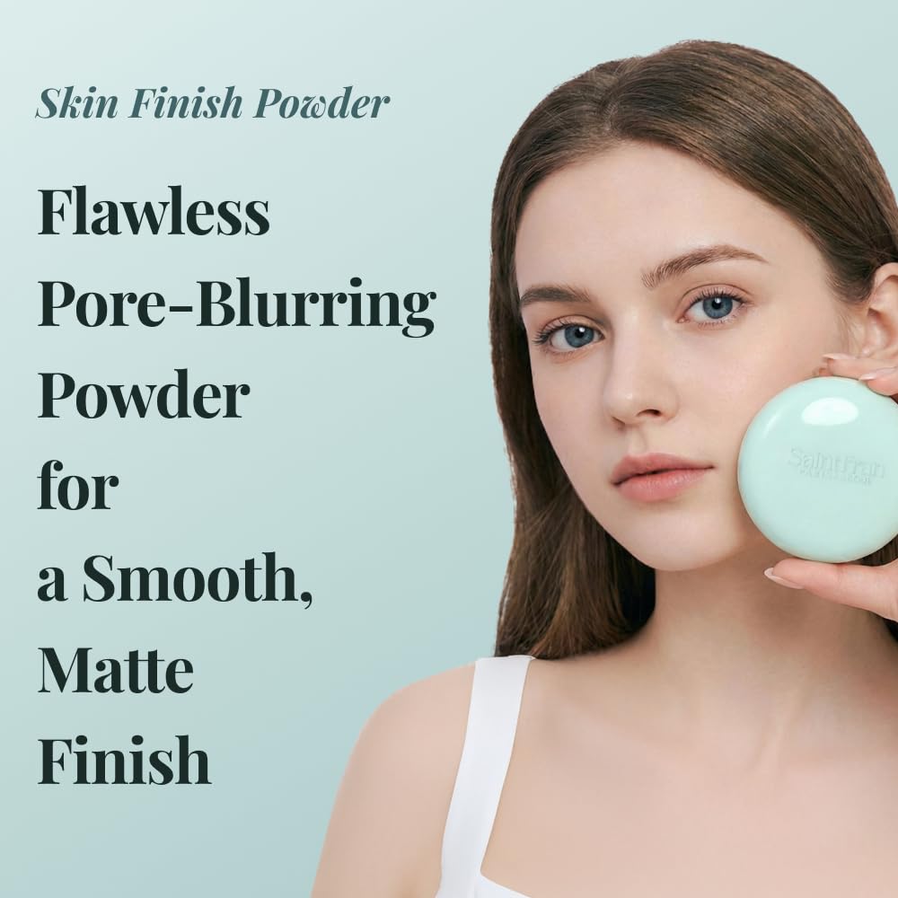 SaintFran Paris X Seoul SKIN FINISH POWDER 0.21 oz. Weightless Breathable Powder, Seamless Pore Blurring finish and texture correction, Superior pore minimizing for All Day Oil Control, K-Beauty
