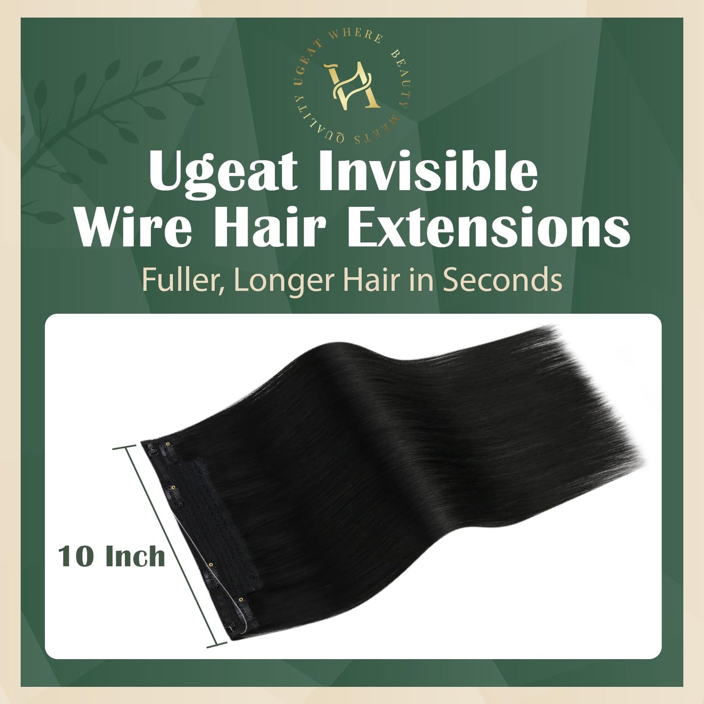 Ugeat Wire Hair Extensions Black Invisible Wire Hair Extensions Jet Black Wires Hair Extension Human Hair Ease Of Application 16 Inch 80g