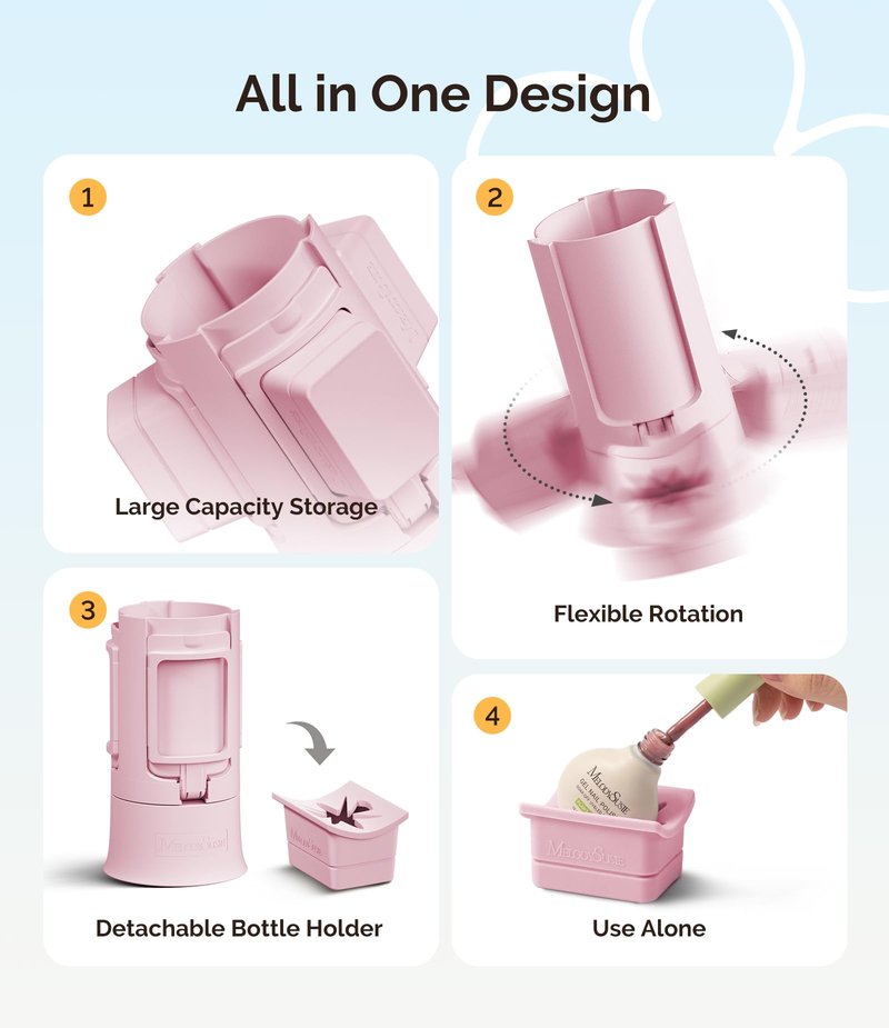MelodySusie GelCarousel for Nail Polish Bottle Holder and Nail Art Tools Organizer, 360° Rotating Storage Container with 3Pcs Detachable Silcone Gel Polish Holder, Pink(Only Box)