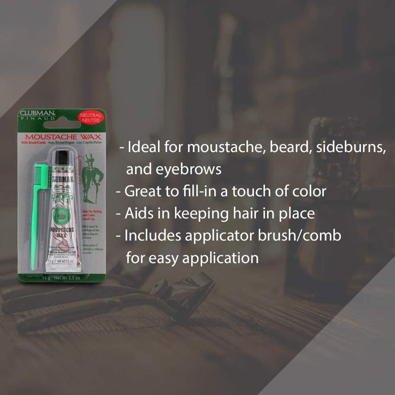 Clubman Moustache Wax - Neutral Styling Formula | 0.50 oz (Pack of 8)