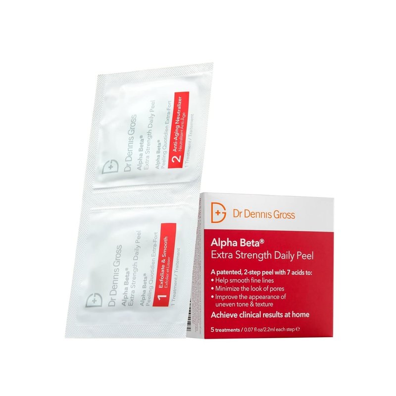 Dr. Dennis Gross Alpha Beta Extra Strength Daily Peel – 2-Step Exfoliating Pads for Enhanced Anti-Aging, Smoother Skin, and Radiant Complexion