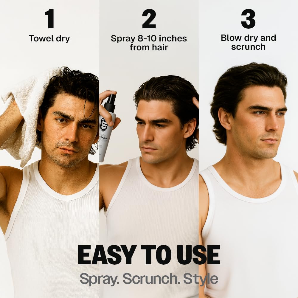 Slick Gorilla Sea Salt Spray for Men 200ml (6.76 fl oz) | Texturizing Sea Salt Hair Spray | Lightweight Volume Mist | Matte Finish | Natural Texture | Flexible Hold