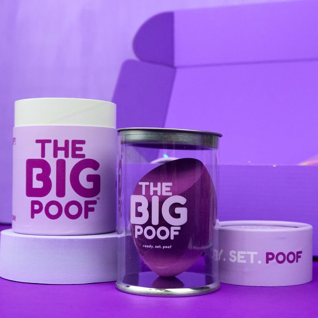 The Big Poof XL Makeup Sponge - Large Beauty Blender for Flawless Liquid Foundation, Powder, Cream Application - Professional Streak-Free Complexion Perfector, Full Coverage & Tattoo Cover-up Tool