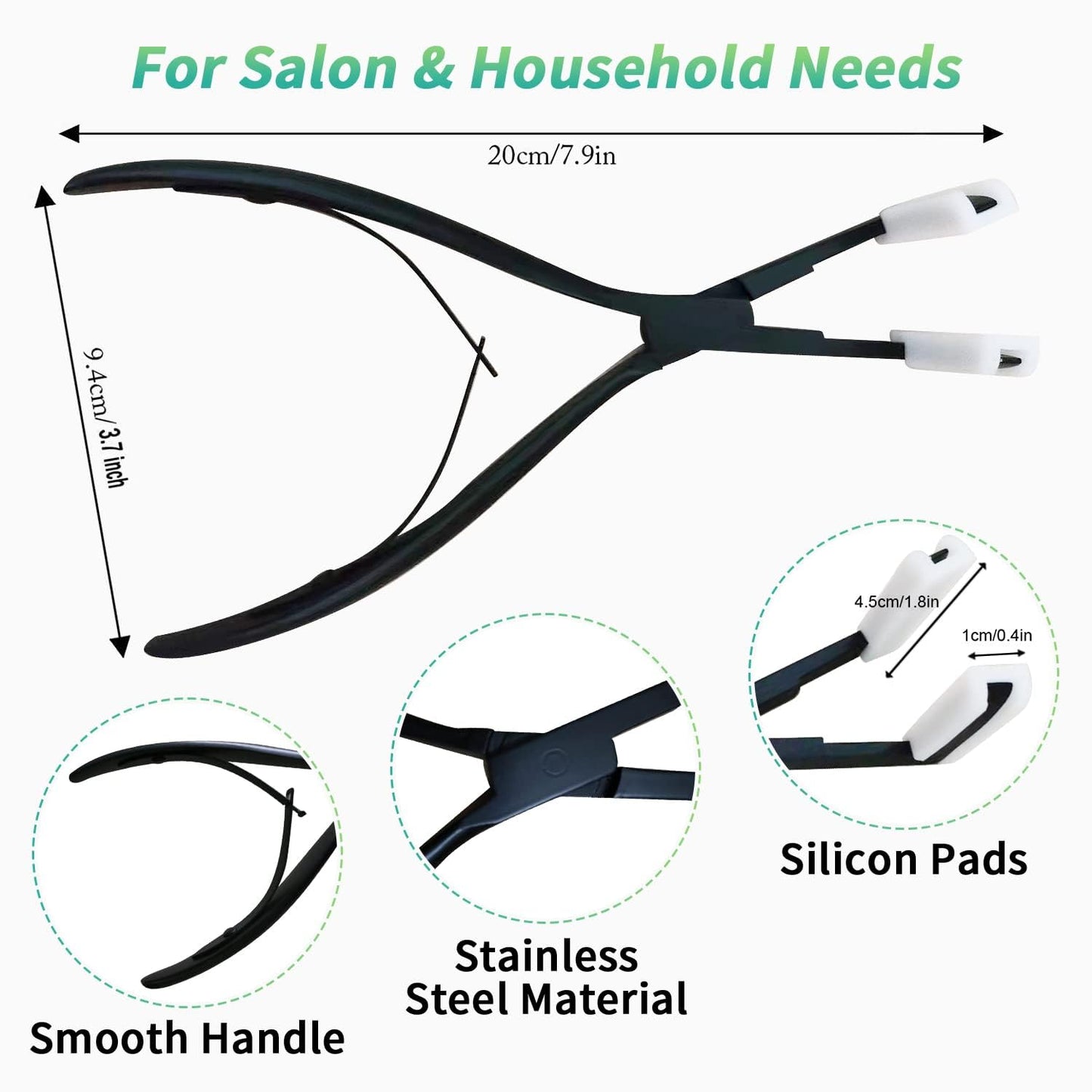 Hair Extensions Tools Kit Tape in Hair Sealing Pliers Tool Kit, Professional Flat Surface Sealing Hair Extension Plier Tools with Double Sided Replacement Adhesive Hair Extension Tape Tabs