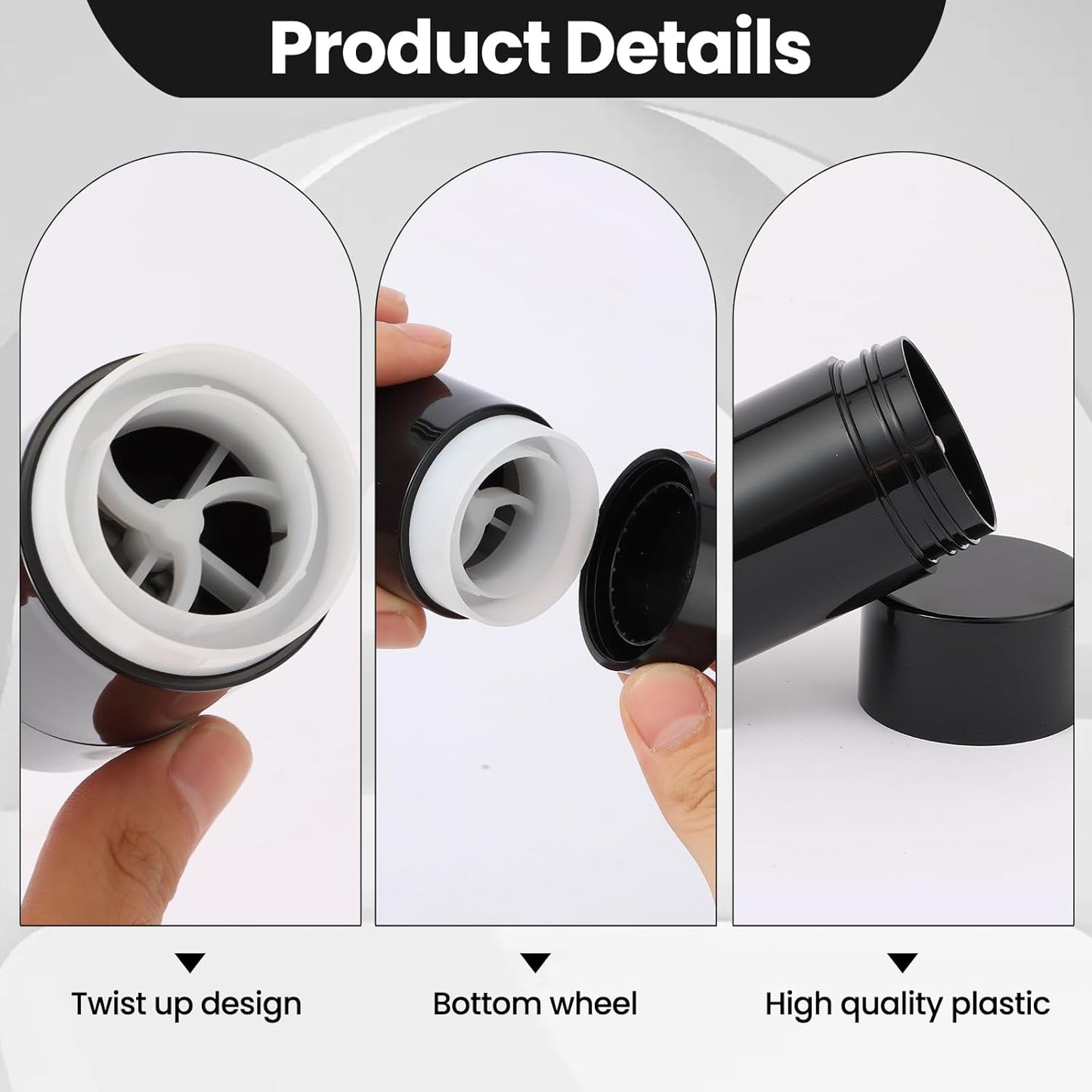 Black Empty Deodorant Containers - 10 Pack 2.5oz Refillable Twist-Up Tubes | Ideal for DIY Cosmetics