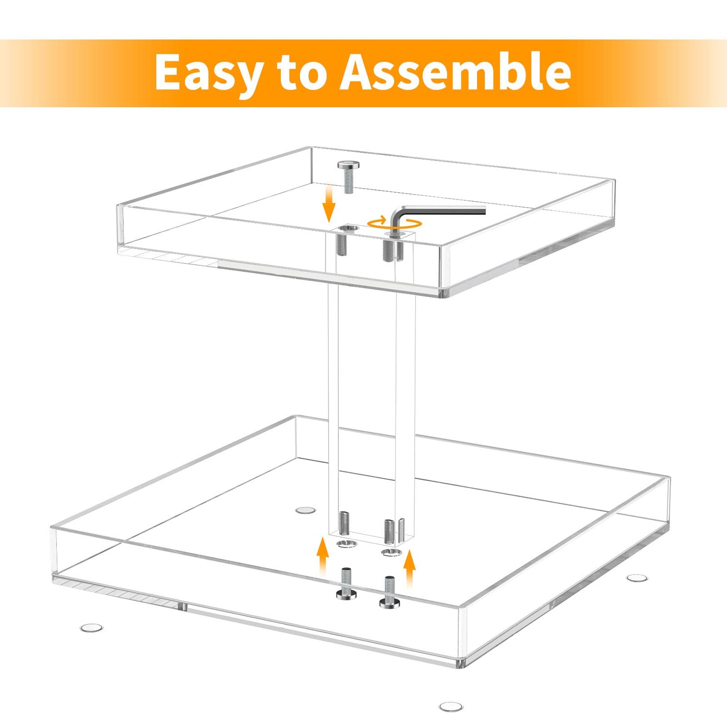 NIUBEE 2-Tier Acrylic Bathroom Cosmetic Storage Organizer for Dresser and Countertop - Standing Perfume Tray for Bedroom Decor