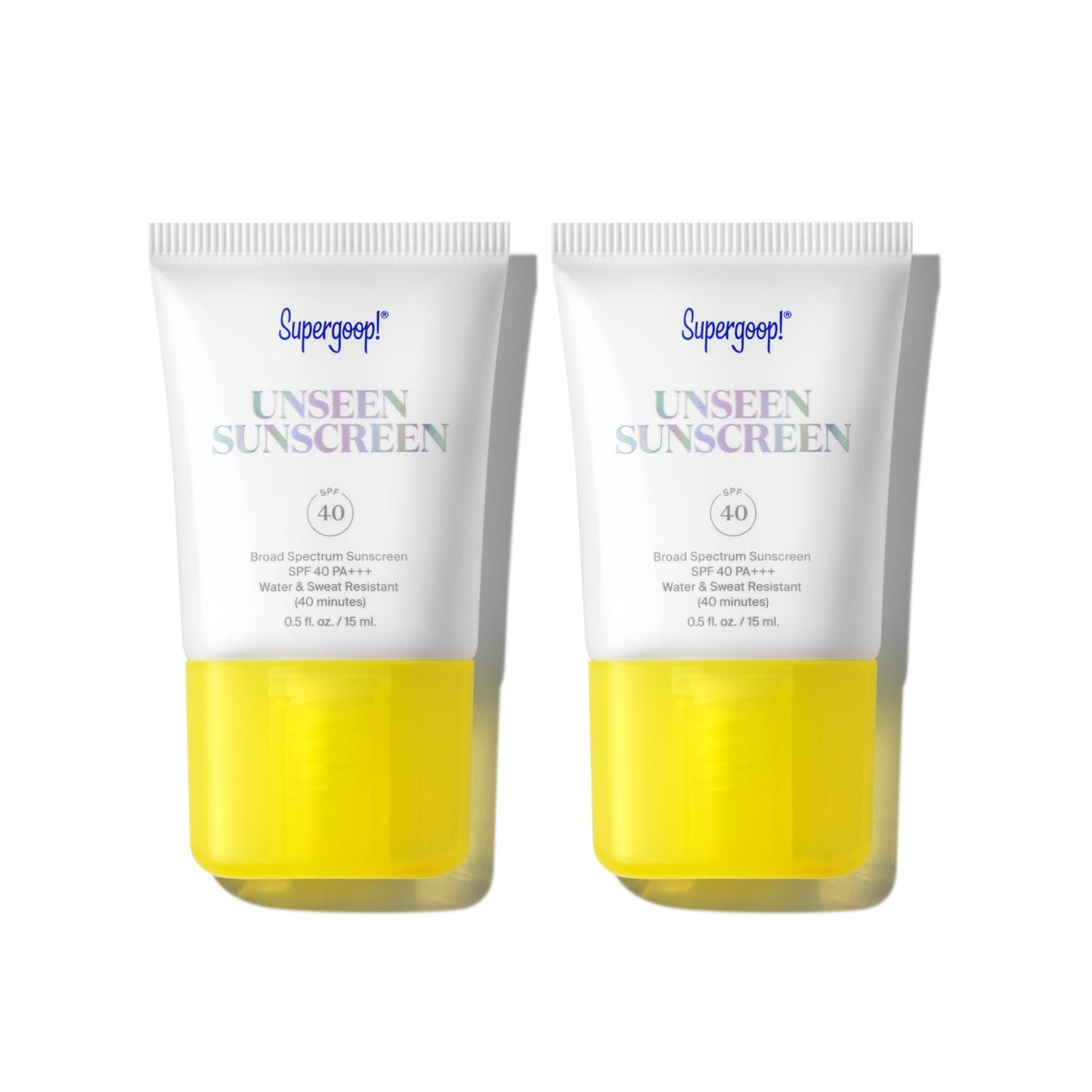 Supergoop! Unseen Sunscreen - SPF 40 - Clear & Invisible Face Sunscreen + Broad Spectrum + Makeup-Gripping Primer - Weightless, Scentless, Oil Free - For All Skin Types & Tones - 0.5 fl oz, 2 Pack