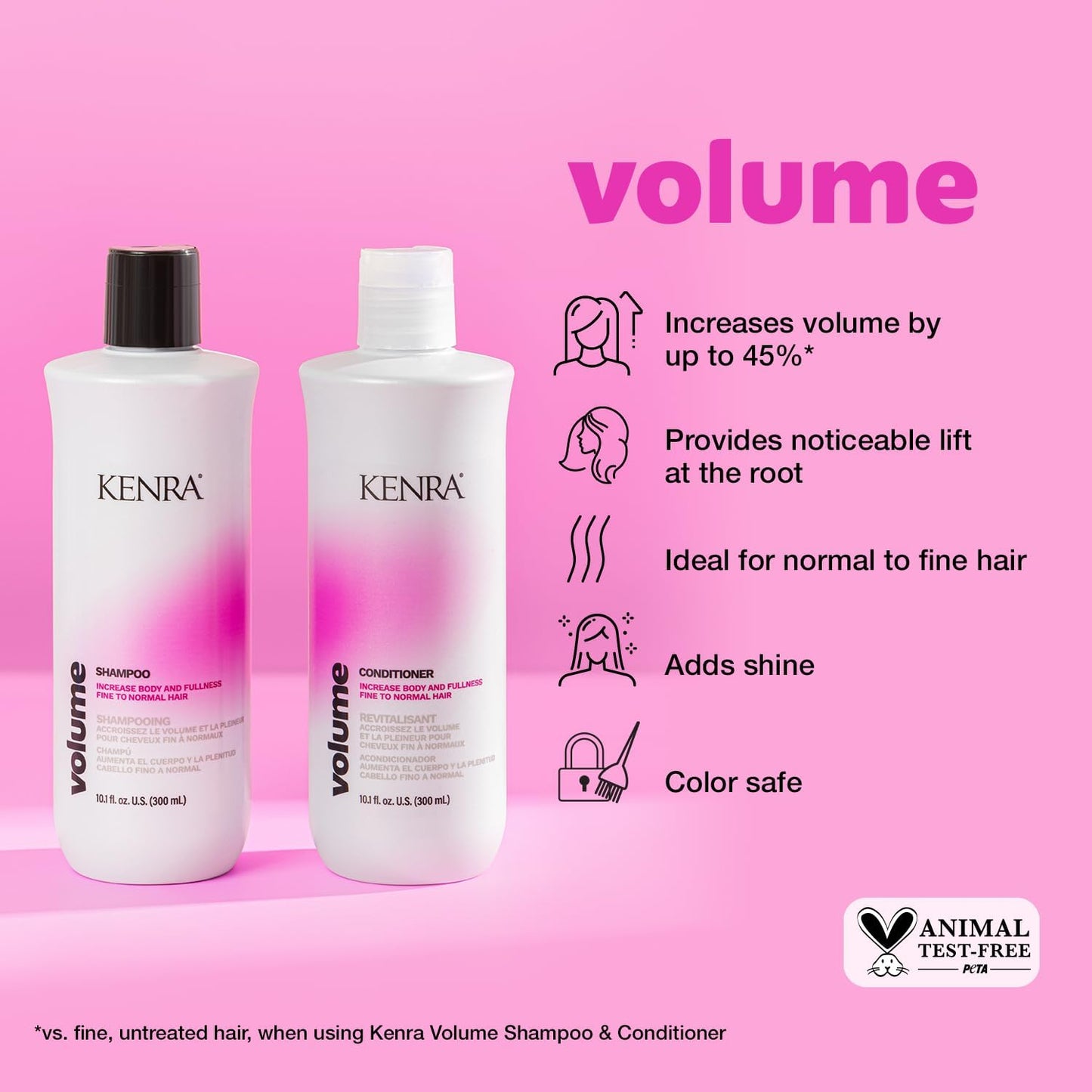 Kenra Professional Volume Shampoo & Conditioner Set | Creates Body, Bounce & Fullness | Increases Volume up to 45% | Adds Shine | Color Safe | Fine To Normal Hair | 10.1 fl. oz.