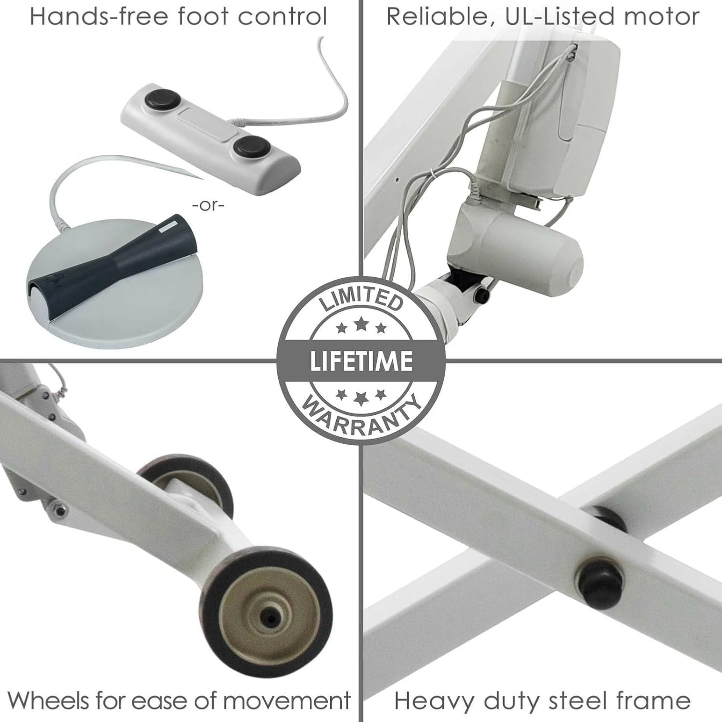 EarthLite Ellora Electric Lift Massage Table - Manual Tilt, USA-Made, 32" x 73", Vanilla Crème