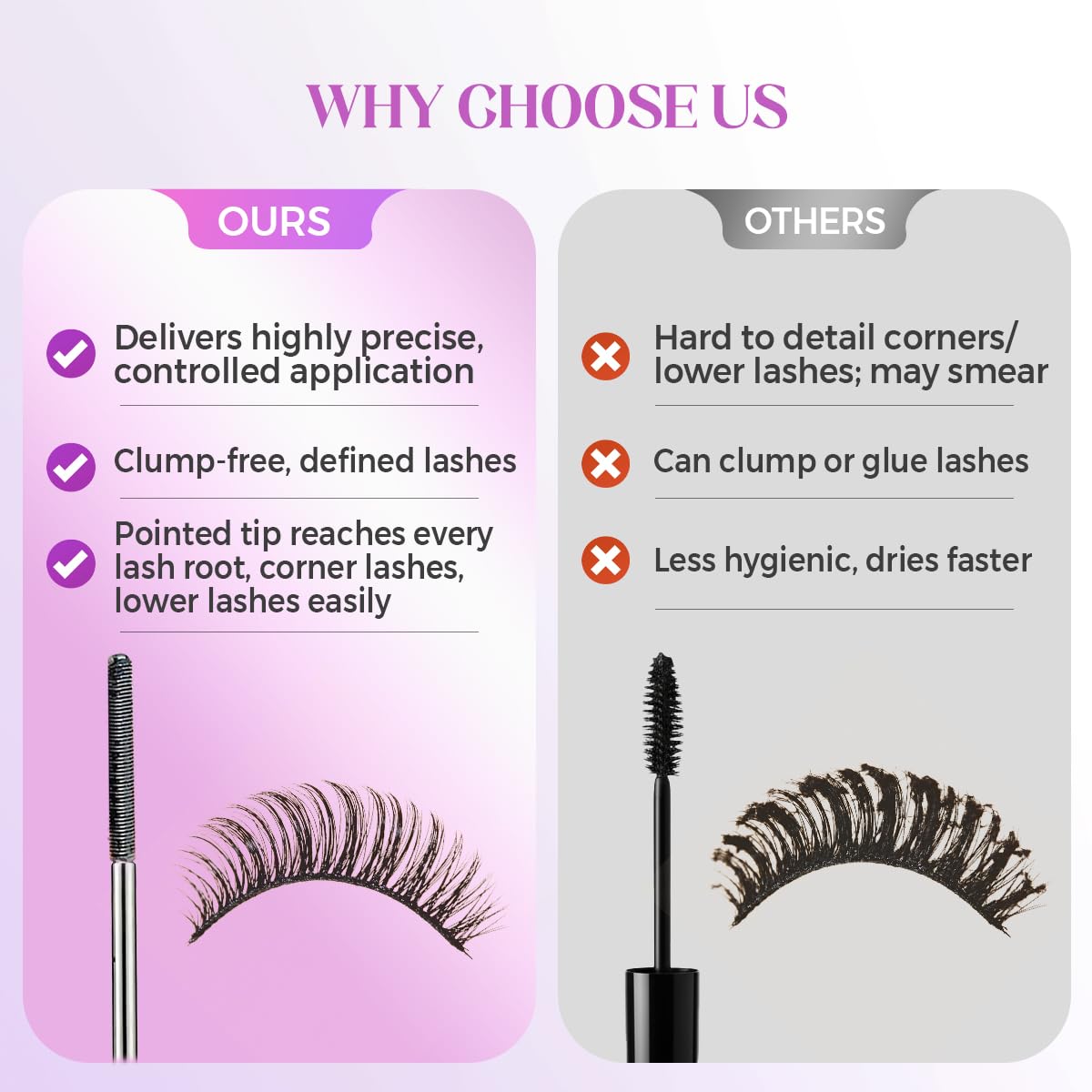 2026 New Metal Wand Mascara, Waterproof Iron Mascara Volume and Length, Brushless Mascaras Tubular Eyelash Primer, Long Curling, Natural, Non-smudged