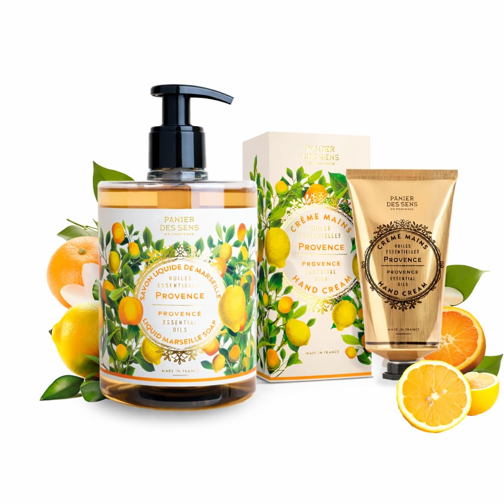Panier des Sens Provence Citrus Hand Soap & Hand Cream Set, 16.9 + 2.5 fl oz