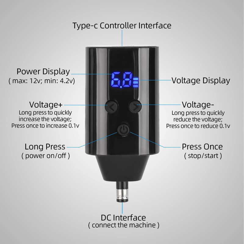 ATOMUS Cordless Tattoo Machine Kit Rotary Tattoo Machine Kit with Cordless Tattoo Power Supply 20pcs Cartridge Needles Practice Skin Ink Cups 30ml Tattoo Ink