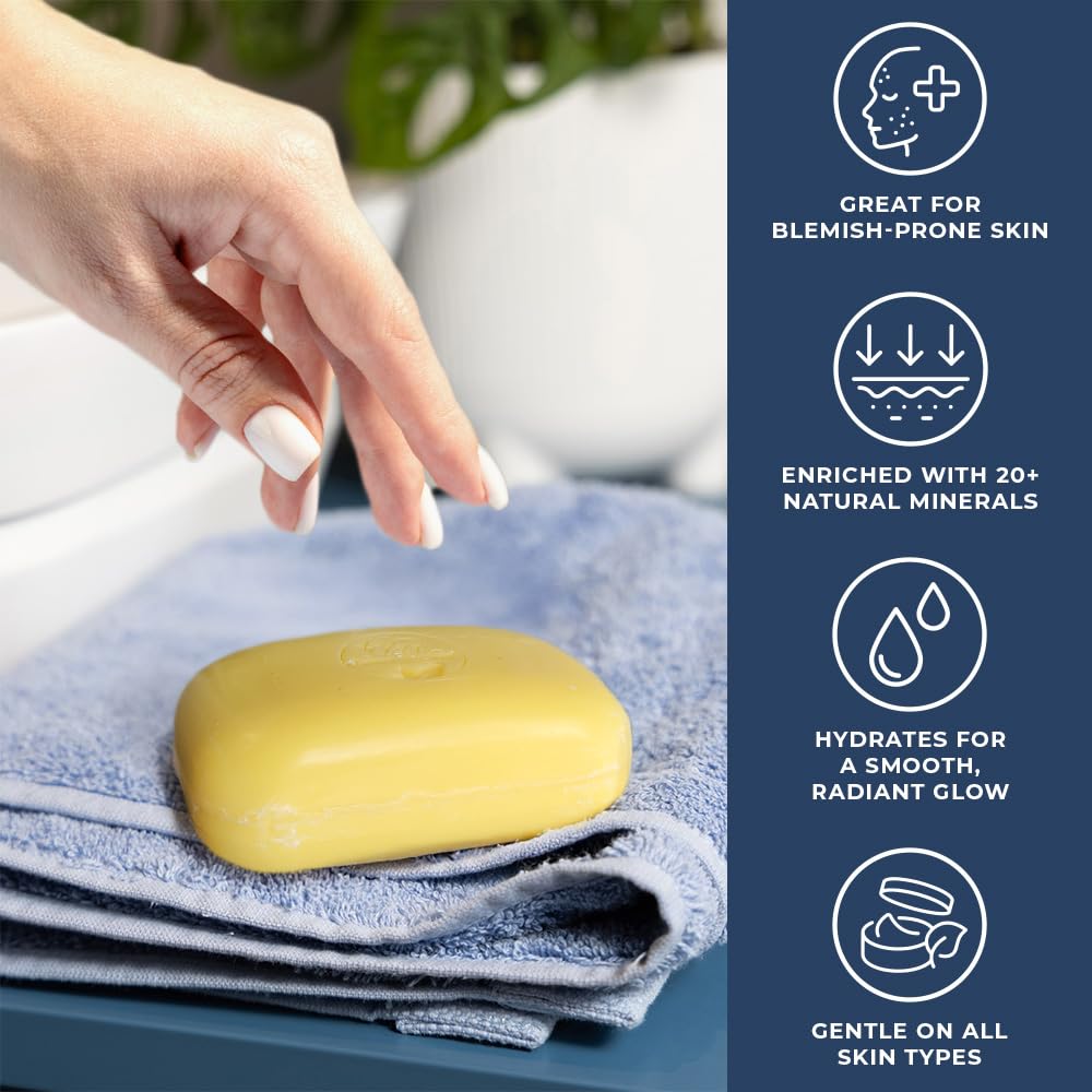 Natural Elephant Dead Sea Sulfur Soap 4.4 oz with Dead Sea Salt, Aloe Vera, Sulphur Face and Body Cleanser Bar for All Skin Types (6 Pack (26.4 oz Total))
