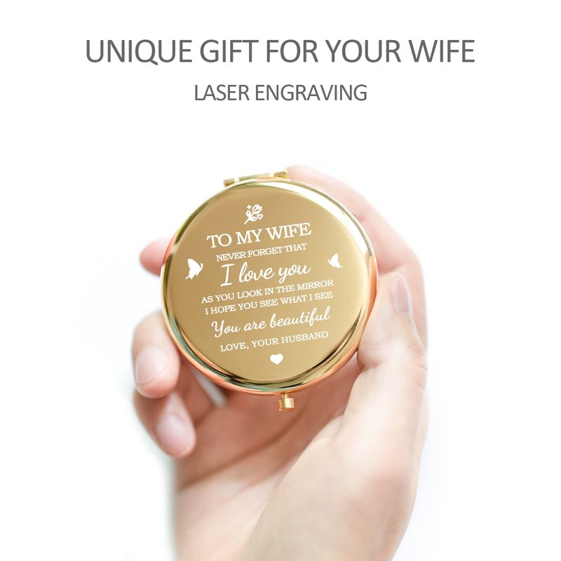 Yountown Gifts for Wife I Love You Wife Gold Compact Mirror